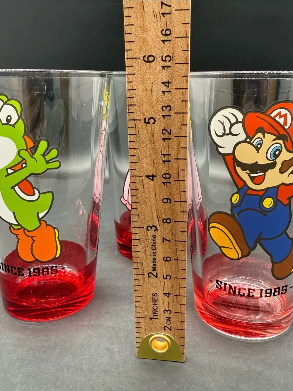 Super Mario Mario, Luigi, Princess Peach Pint Drinking Glasses Set of 3 Vintage